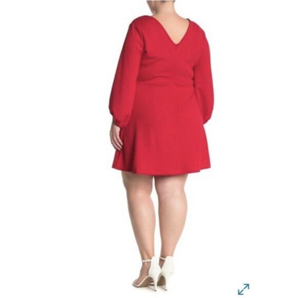 Vanity Room Blouson Sleeve Red Textured Knit Dress 2X NEW $128 - Picture 2 of 2